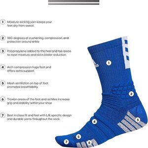 adidas Unisex Creator 365 Basketball Crew Socks (1-Pair) Blue White